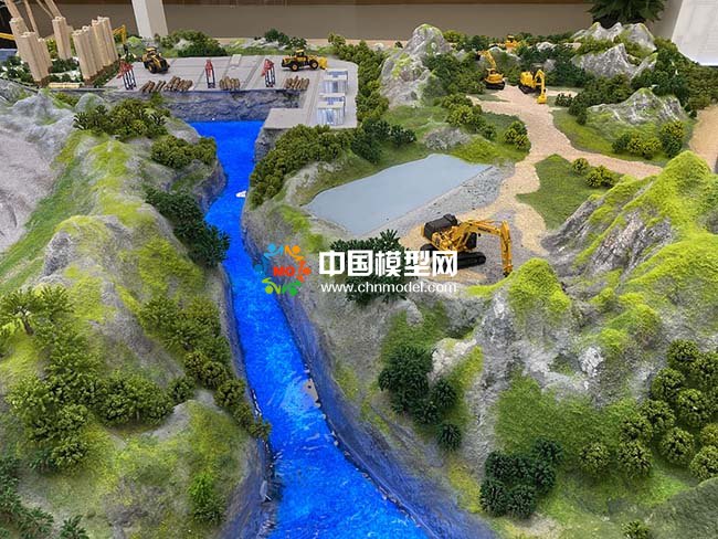 液壓挖掘機工作場景沙盤模型